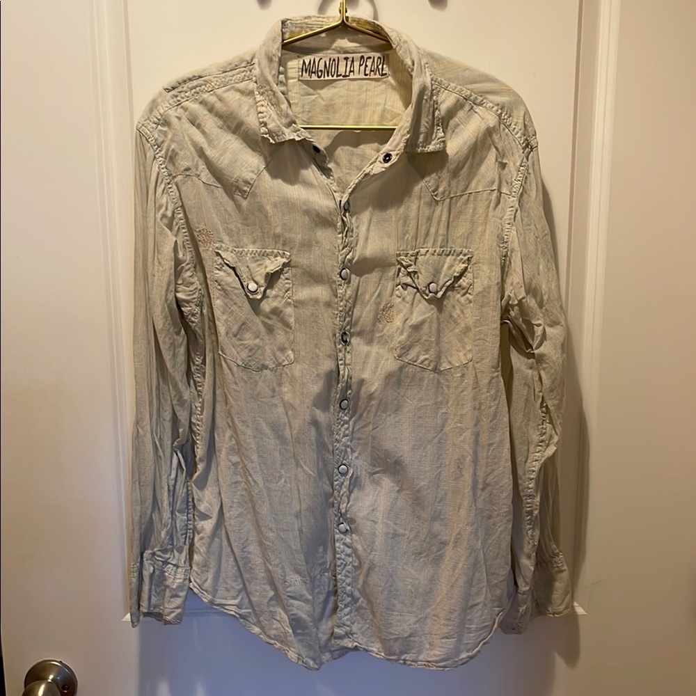 Magnolia Pearl Sheer Pearl Snap Western Top